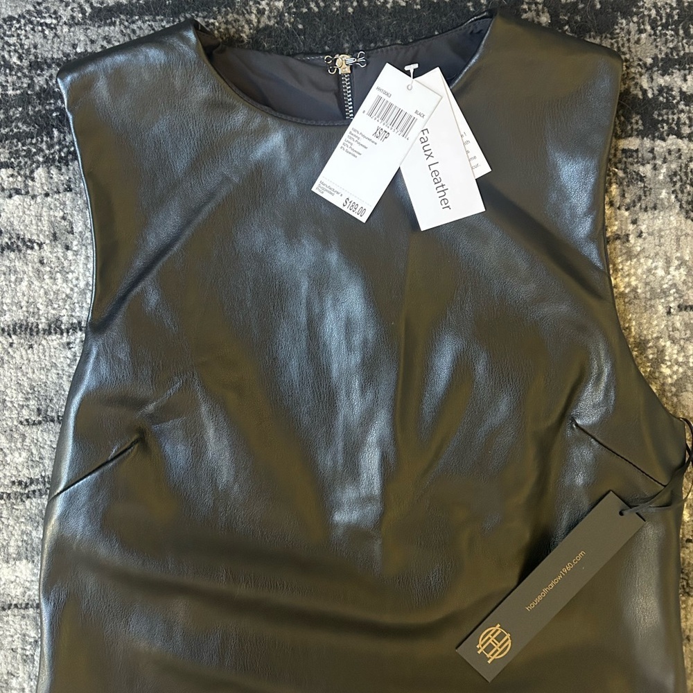 NWT HOUSE OF HARLOW 1960 Faux Leather Sleeveless Midi Dress - Picture 5 of 9